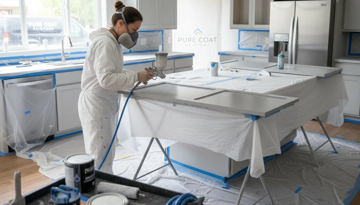 Professional cabinet painting in Lexington, MA showcasing expert kitchen refinishing results