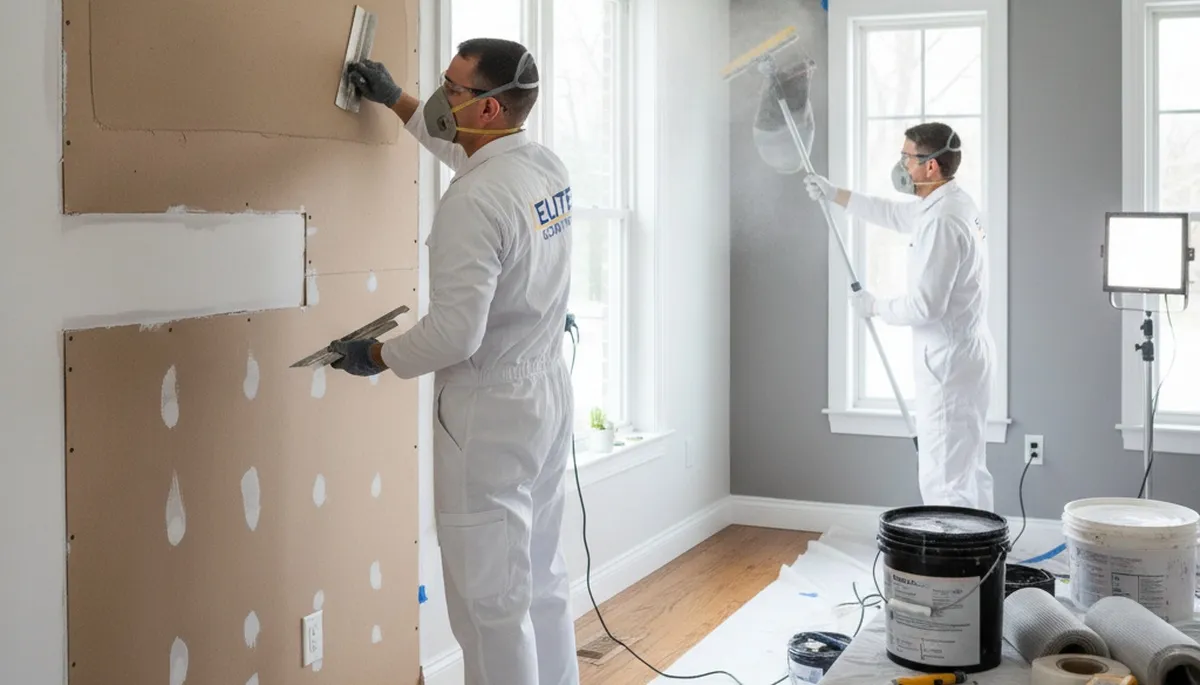 Professional drywall repair and wall restoration in Lexington, MA home by expert painting contractors