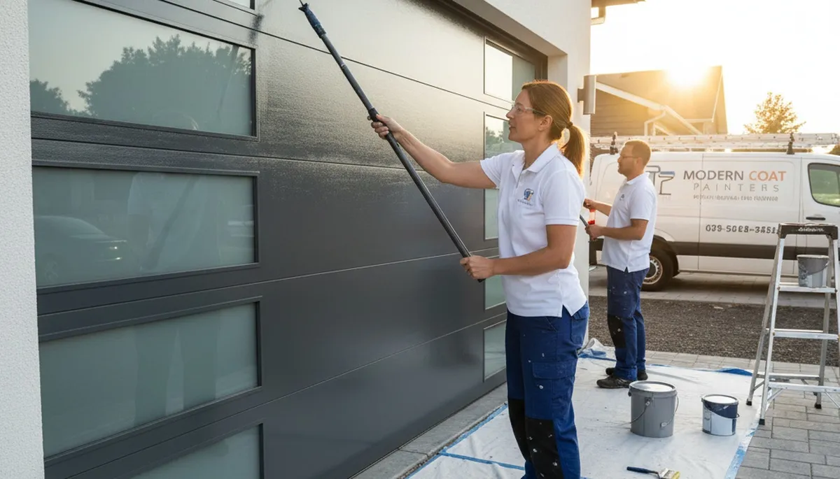 Professional garage door painting in Lexington MA enhancing curb appeal and weather-resistant finish