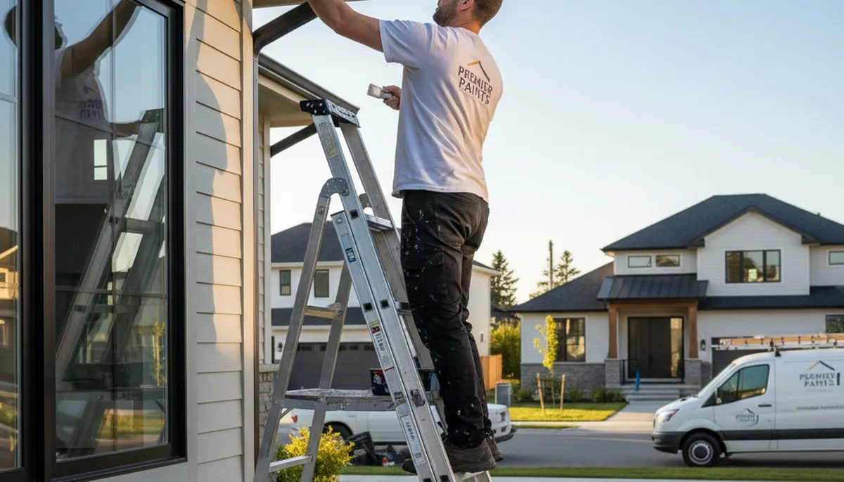 Professional gutter painting on historic home exterior in Lexington, MA by expert local painters