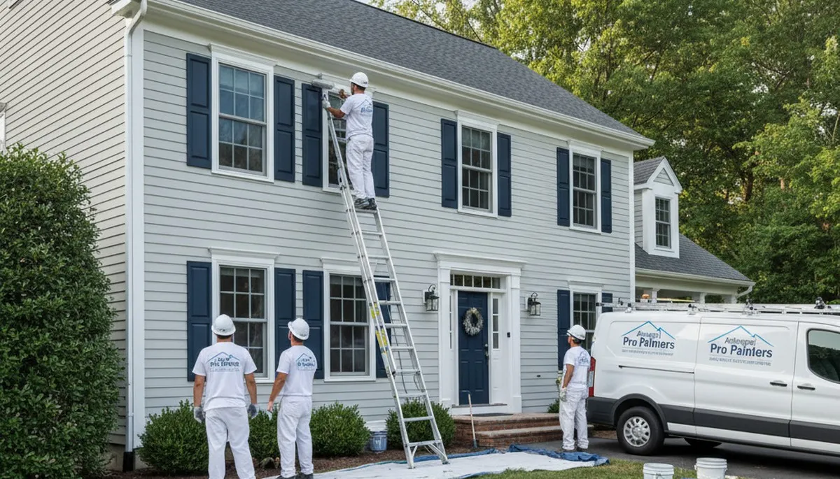 House painter in Lexington, MA preparing exterior home for professional painting service
