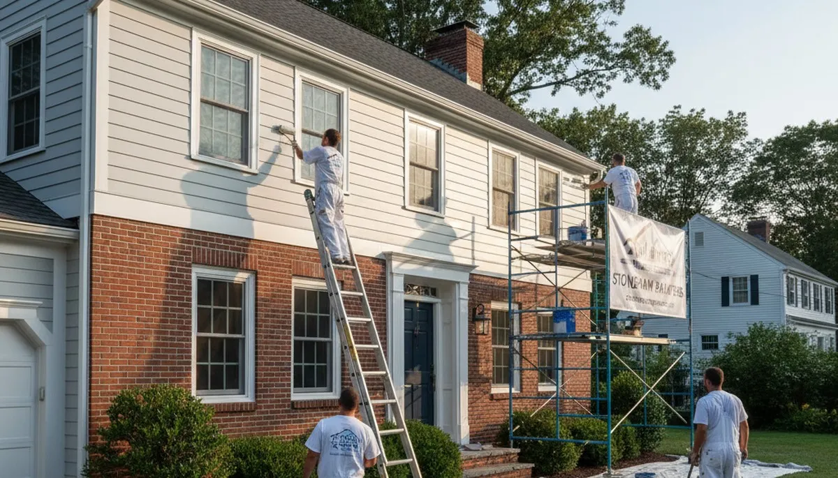 Professional house painting service on a Lexington MA home exterior by paintinginlexingtonma.com