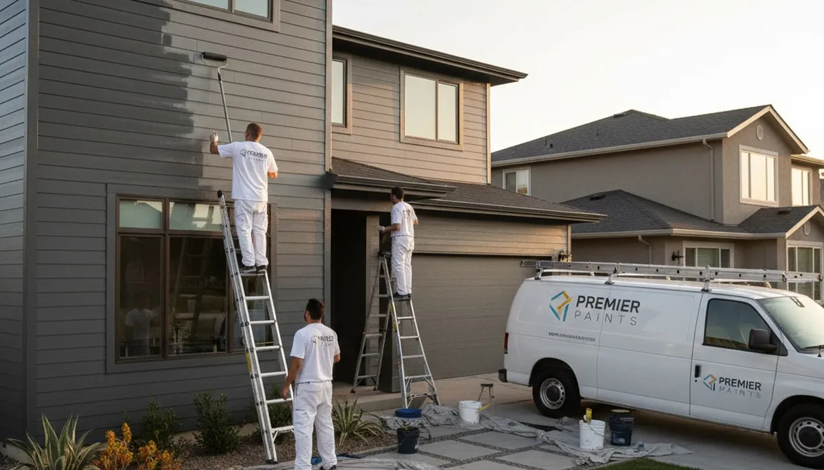 Professional siding painting on a Lexington MA home by expert house painters
