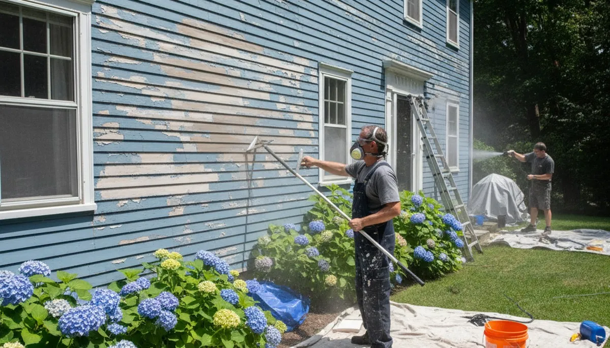 Professional surface preparation for exterior house painting in Lexington, MA ensuring lasting paint results