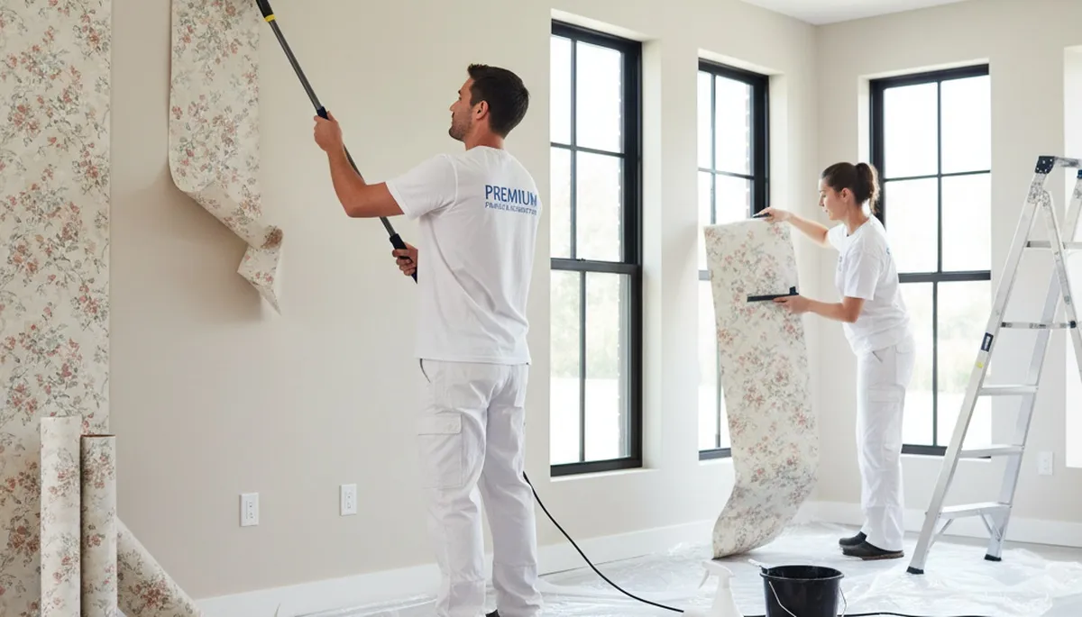 Professional wallpaper removal and surface prep by house painters in Lexington, MA